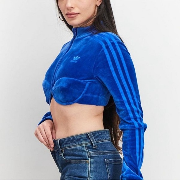 Jeremy Scott X Adidas Originals ‘DIP’ Collection Blue Velour Track Suit Top Nwt - Picture 9 of 15